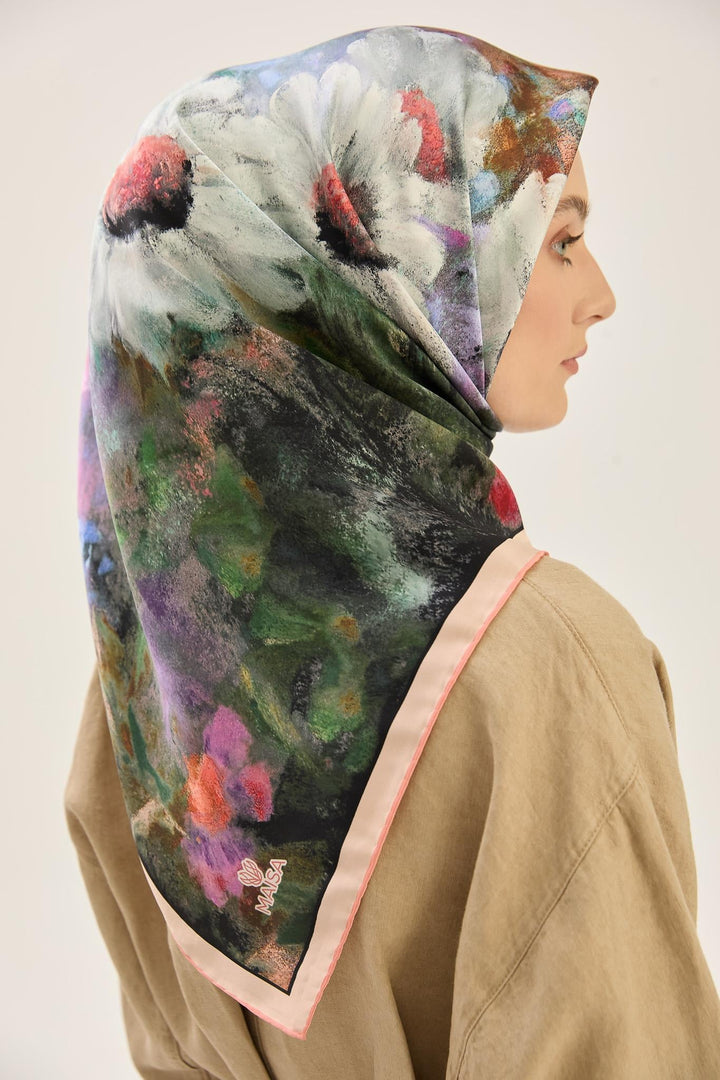 Maisa LADEN SURA İPEK EŞARP 90*90 CM - SOMON