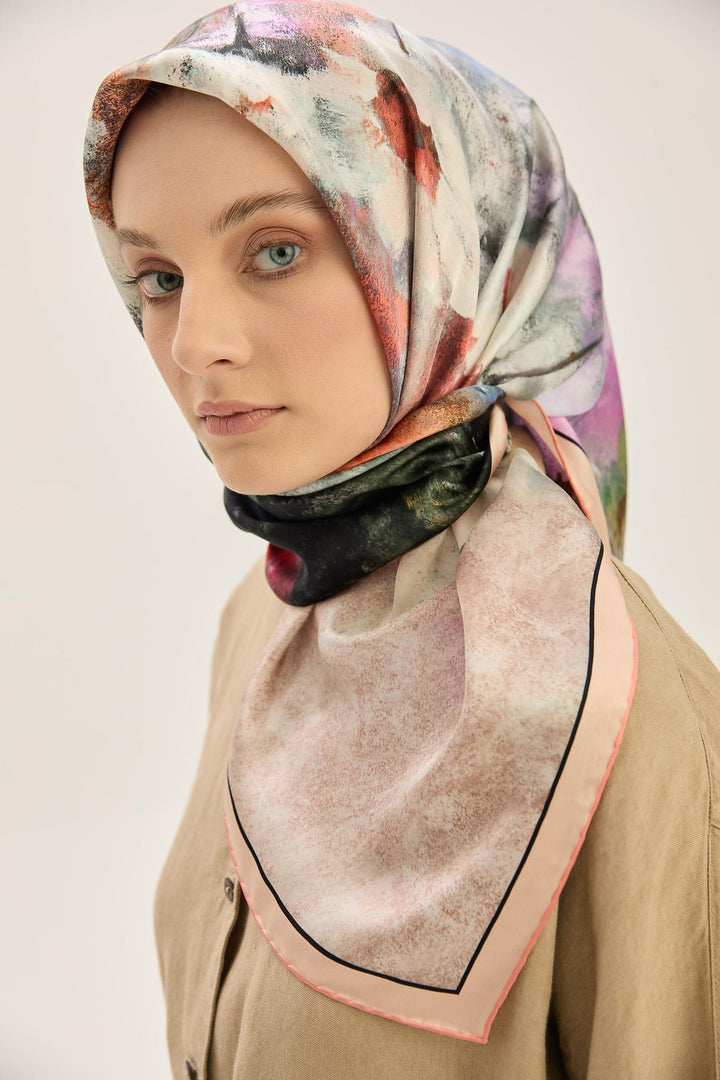 Maisa LADEN SURA İPEK EŞARP 90*90 CM - SOMON