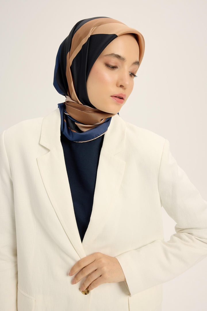 Maisa LALE TİVİL İPEK EŞARP 90*90 CM - BEJ