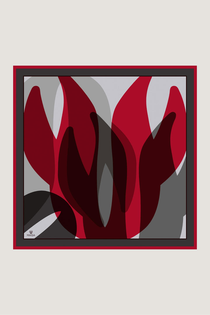 Maisa LALE TİVİL İPEK EŞARP 90*90 CM - BORDO
