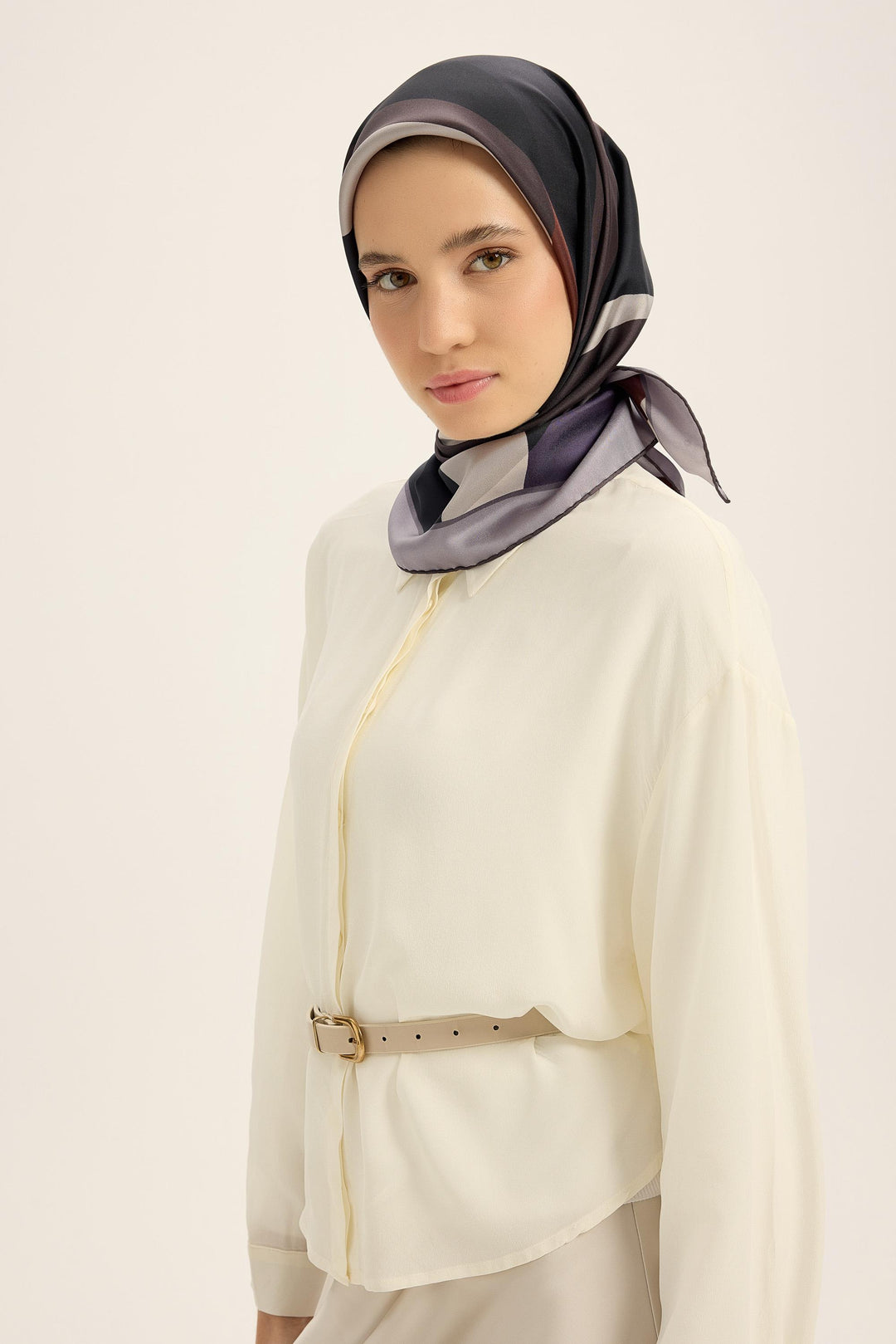 Maisa LALE TİVİL İPEK EŞARP 90*90 CM - MOR