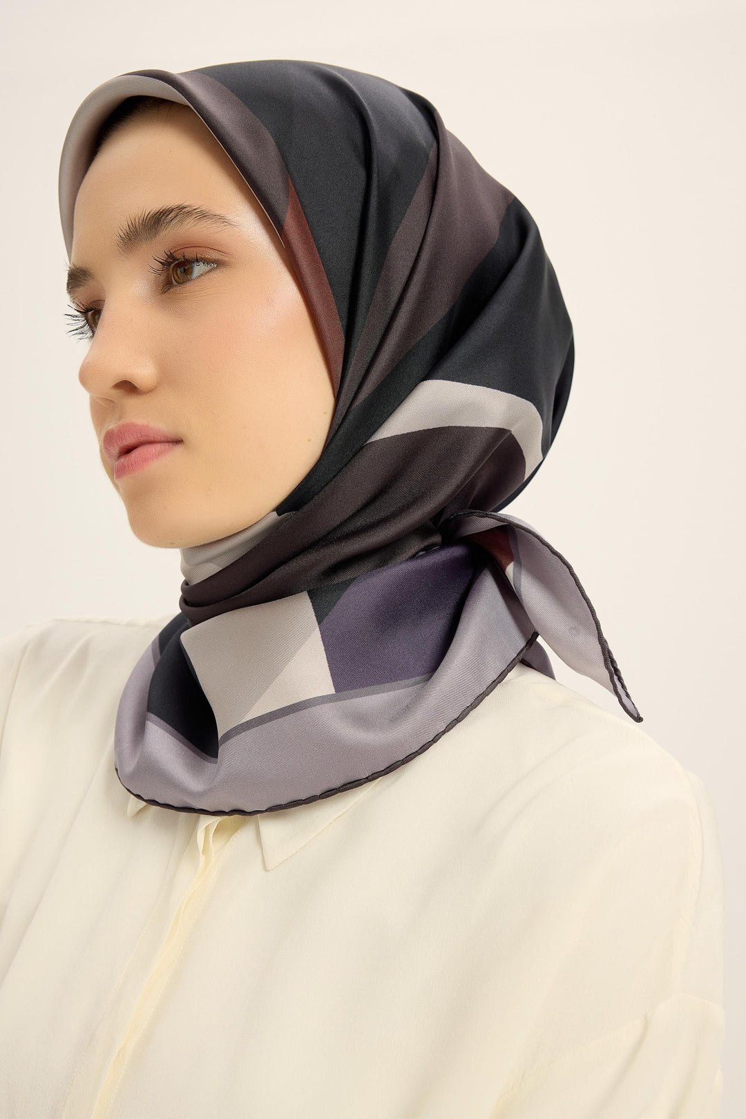 Maisa LALE TİVİL İPEK EŞARP 90*90 CM - MOR