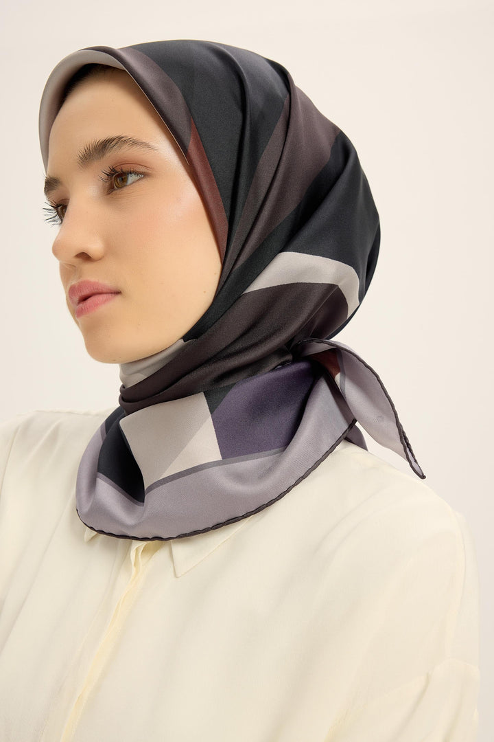 Maisa LALE TİVİL İPEK EŞARP 90*90 CM - MOR