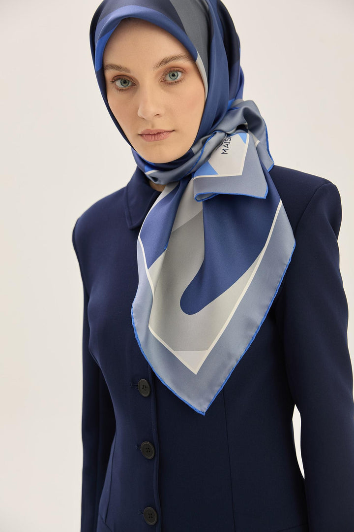 Maisa LALE TİVİL İPEK EŞARP 90*90 CM - SAKS
