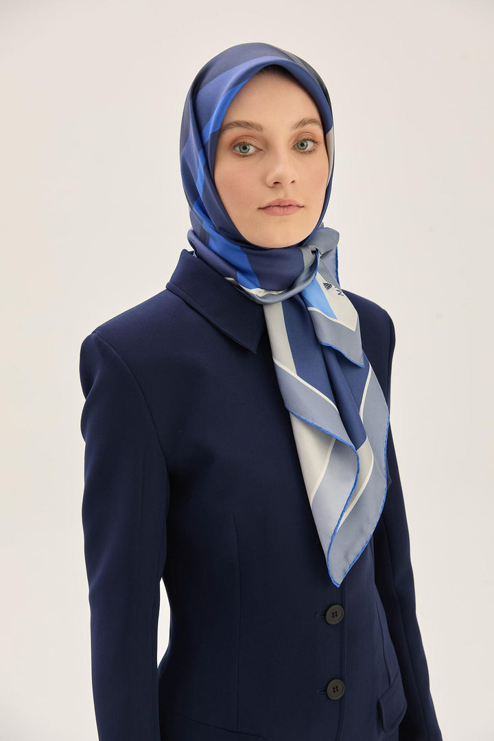 Maisa LALE TİVİL İPEK EŞARP 90*90 CM - SAKS