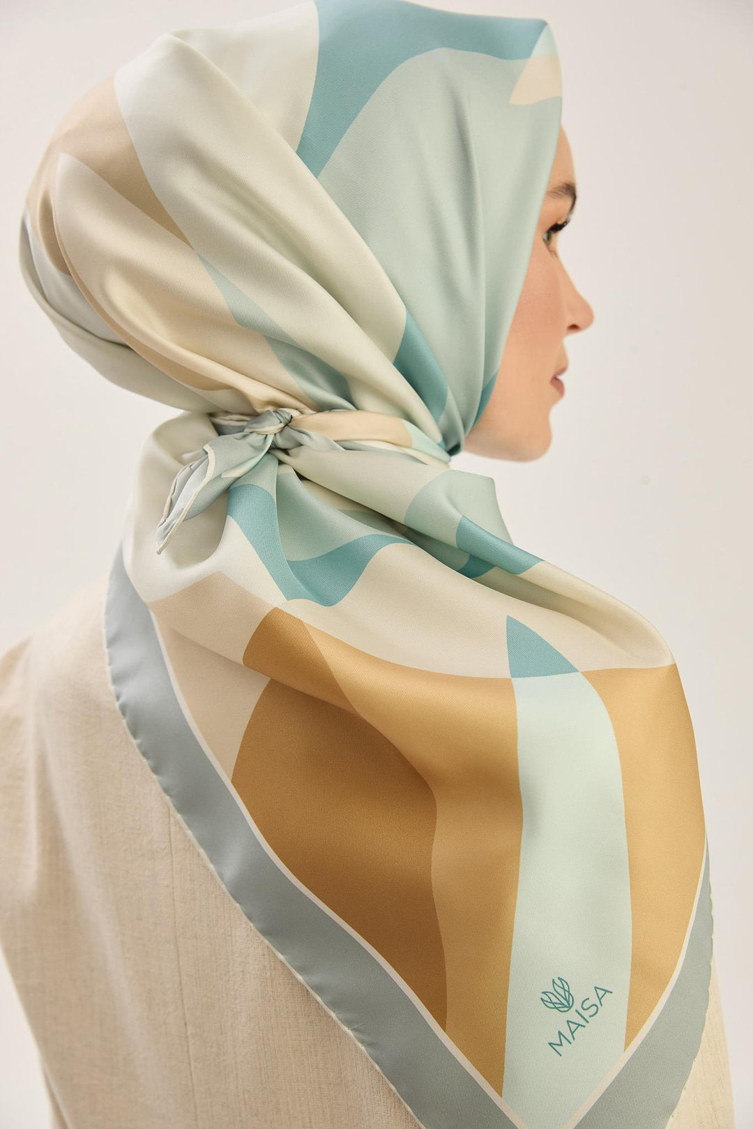Maisa LALE TİVİL İPEK EŞARP 90*90 CM - TURKUAZ