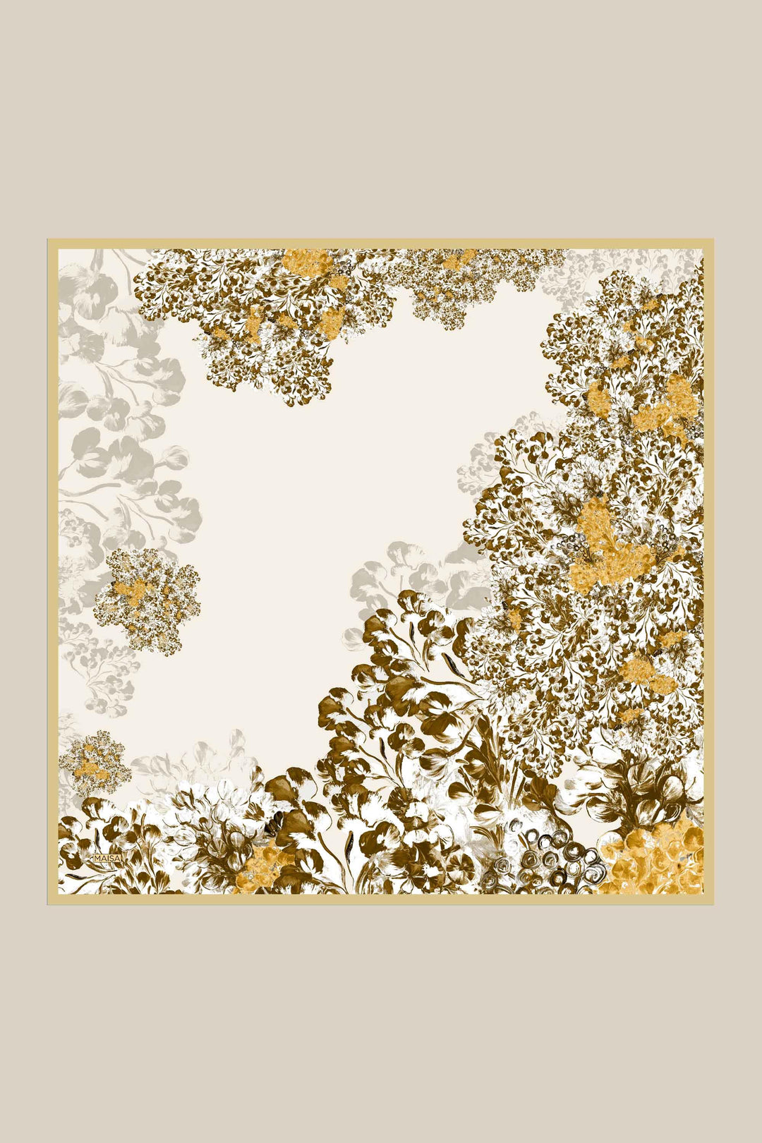 LARİN TİVİL İPEK EŞARP 90*90 CM - BEJ - Görsel 9