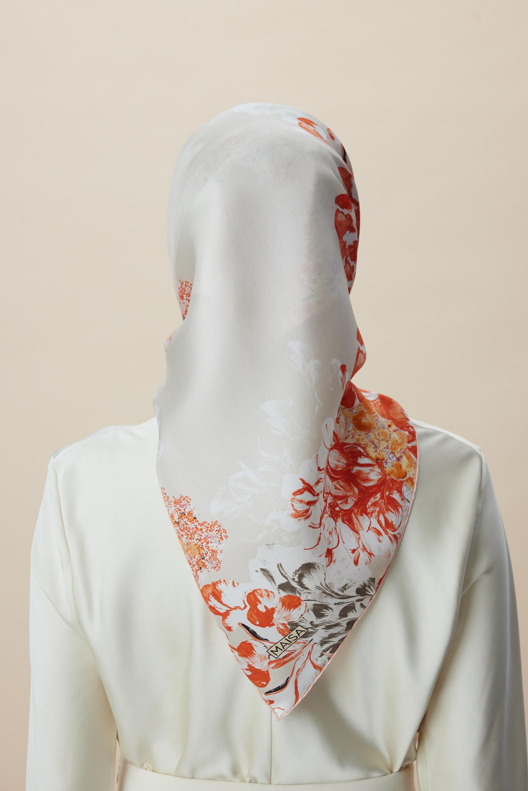 LARİN TİVİL İPEK EŞARP 90*90 CM - MERCAN - Görsel 6