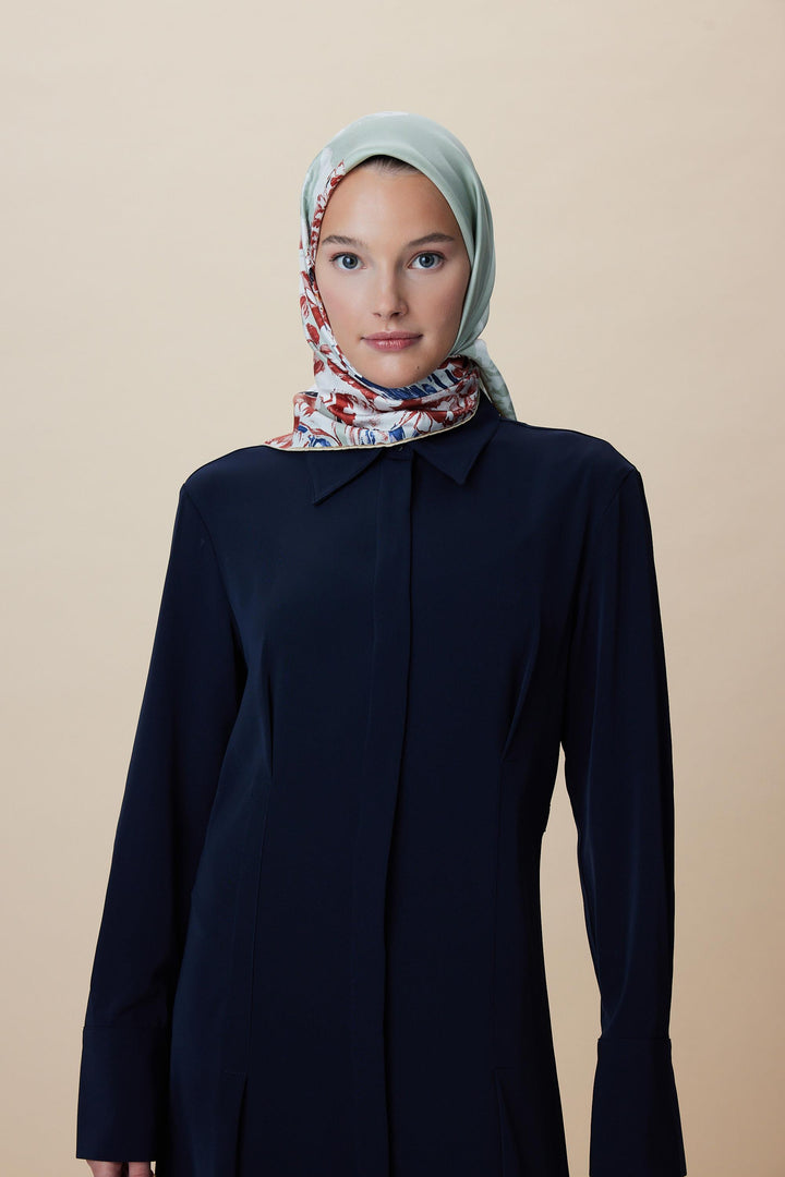 LARİN TİVİL İPEK EŞARP 90*90 CM - NİL YEŞİLİ - Görsel 2