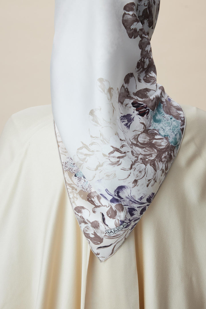 LARİN TİVİL İPEK EŞARP 90*90 CM - VİZON - Görsel 8