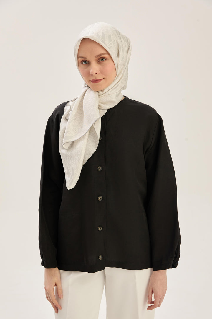 Maisa LAVİ TİVİL İPEK EŞARP 90*90 CM - AÇIK GRİ