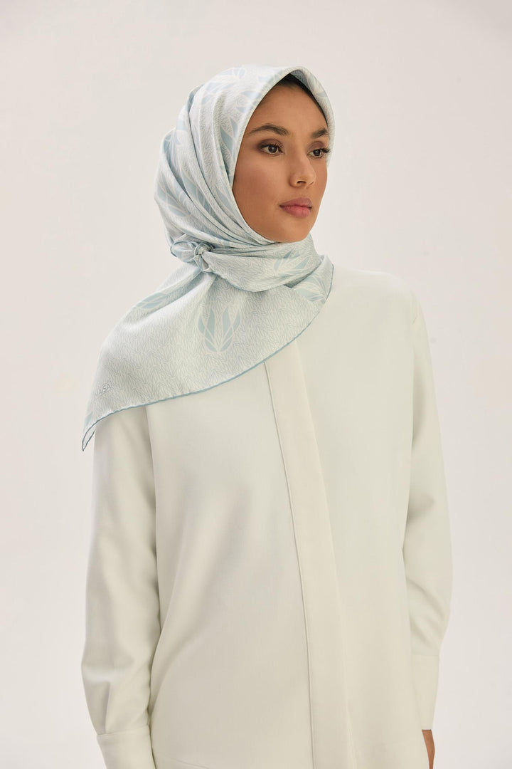 Maisa LAVİ TİVİL İPEK EŞARP 90*90 CM - AÇIK MAVİ