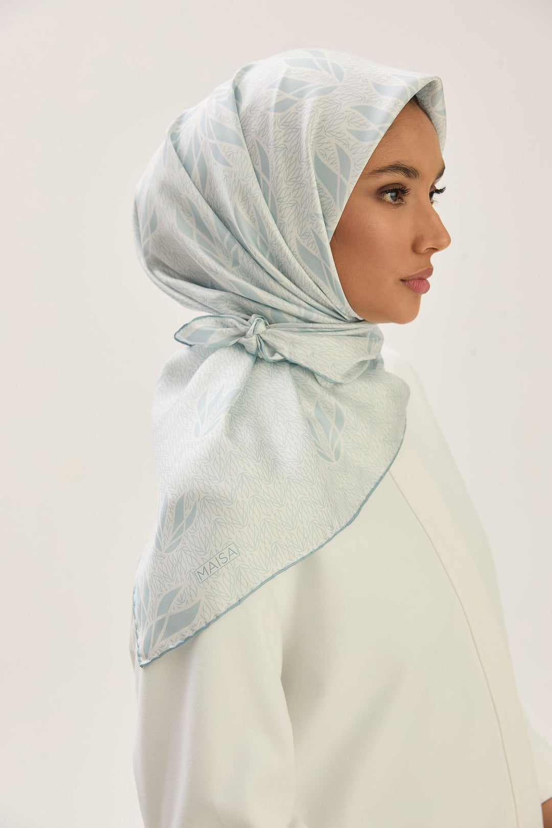 Maisa LAVİ TİVİL İPEK EŞARP 90*90 CM - AÇIK MAVİ