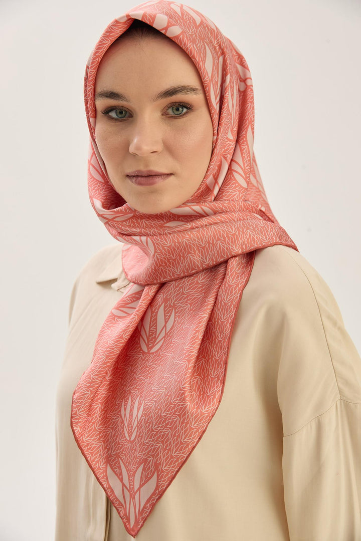 Maisa LAVİ TİVİL İPEK EŞARP 90*90 CM - GÜL KURUSU