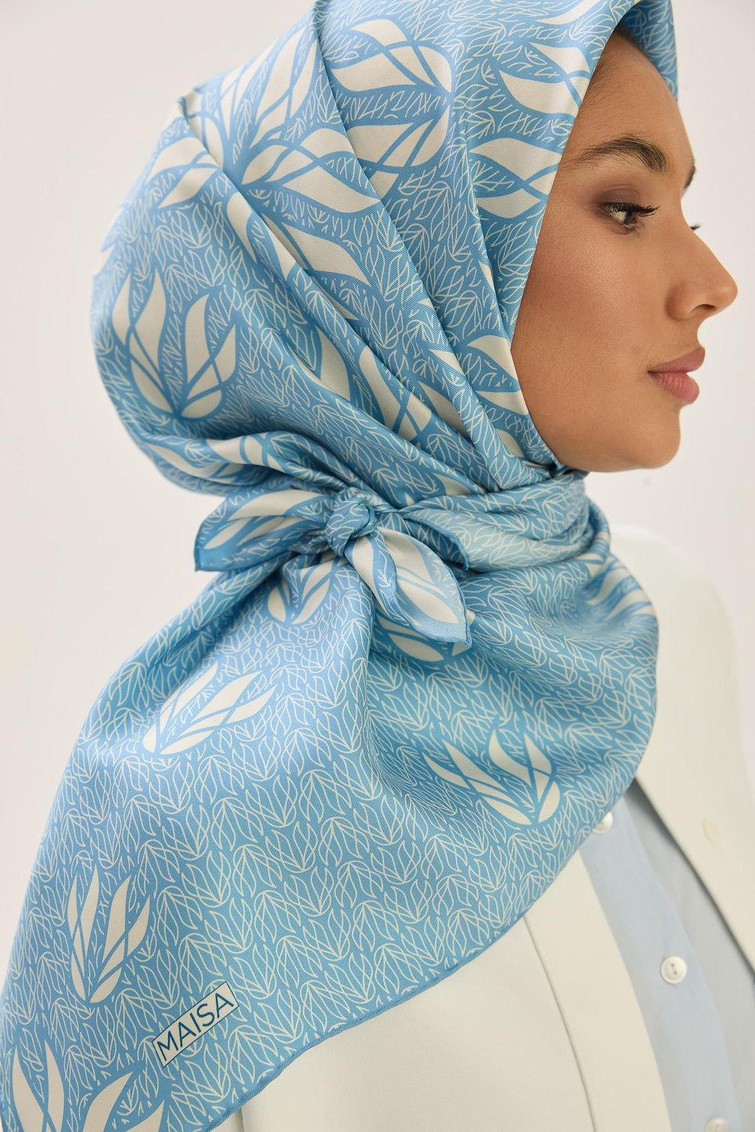 Maisa LAVİ TİVİL İPEK EŞARP 90*90 CM - MAVİ