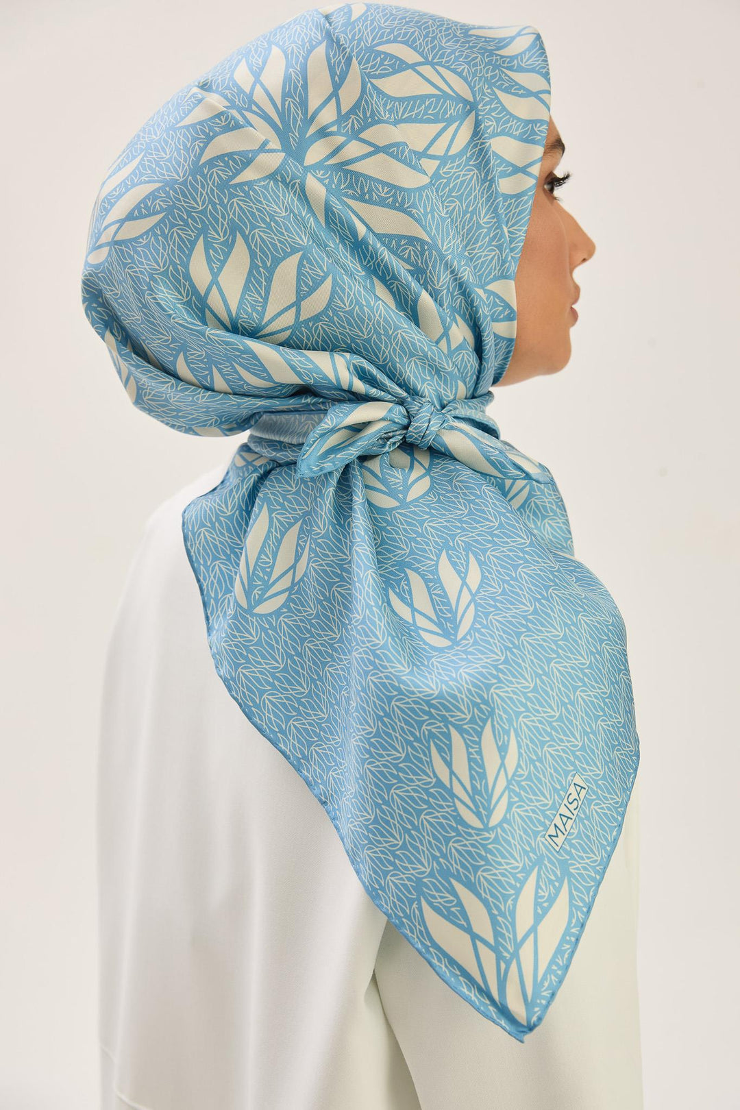 Maisa LAVİ TİVİL İPEK EŞARP 90*90 CM - MAVİ