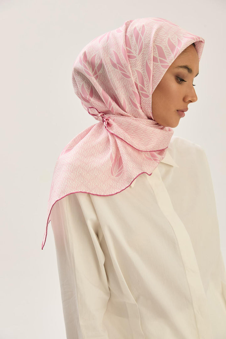 Maisa LAVİ TİVİL İPEK EŞARP 90*90 CM - PEMBE