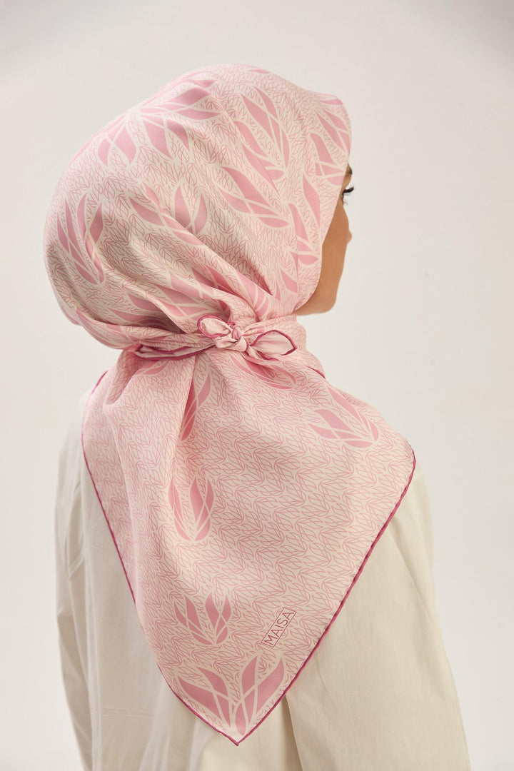 Maisa LAVİ TİVİL İPEK EŞARP 90*90 CM - PEMBE
