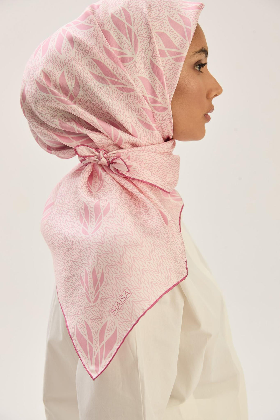 Maisa LAVİ TİVİL İPEK EŞARP 90*90 CM - PEMBE