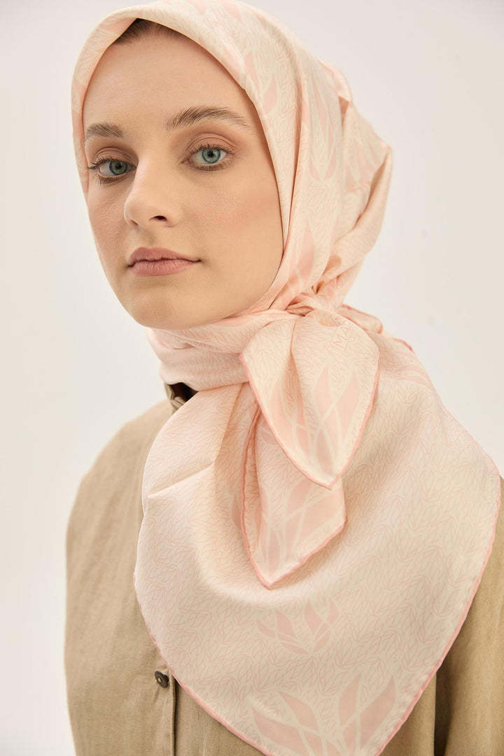 Maisa LAVİ TİVİL İPEK EŞARP 90*90 CM - PUDRA PEMBE