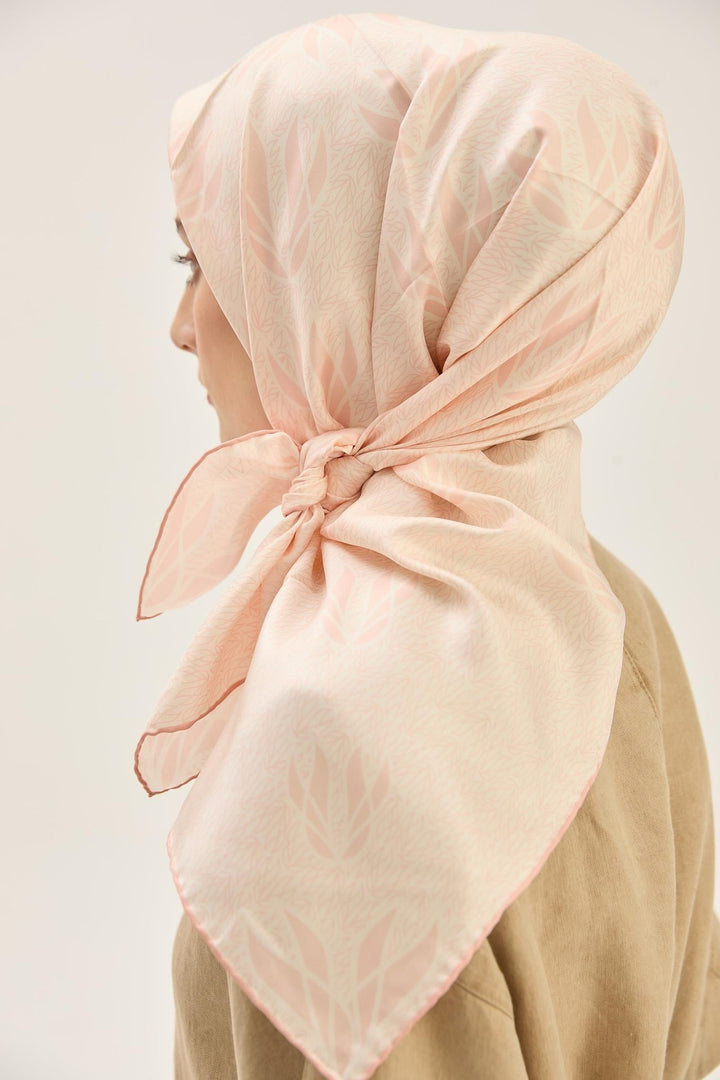 Maisa LAVİ TİVİL İPEK EŞARP 90*90 CM - PUDRA PEMBE