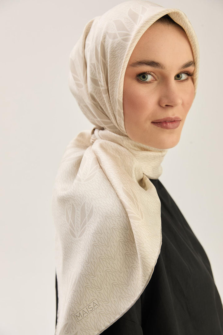 Maisa LAVİ TİVİL İPEK EŞARP 90*90 CM - VİZON