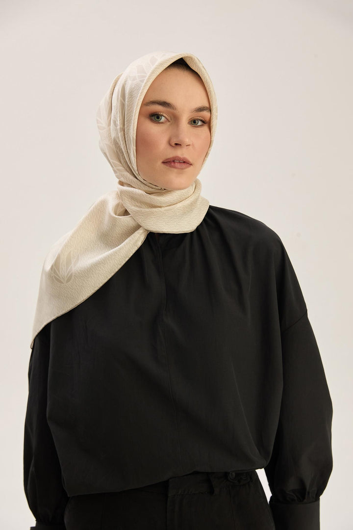 Maisa LAVİ TİVİL İPEK EŞARP 90*90 CM - VİZON