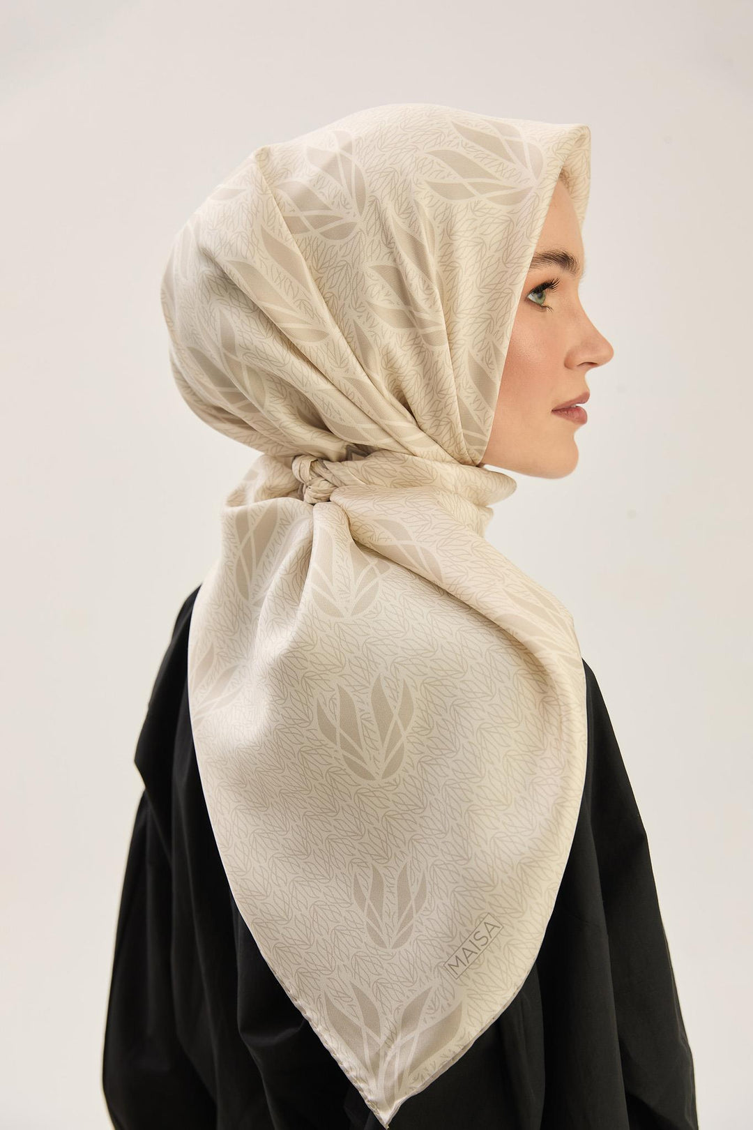 Maisa LAVİ TİVİL İPEK EŞARP 90*90 CM - VİZON