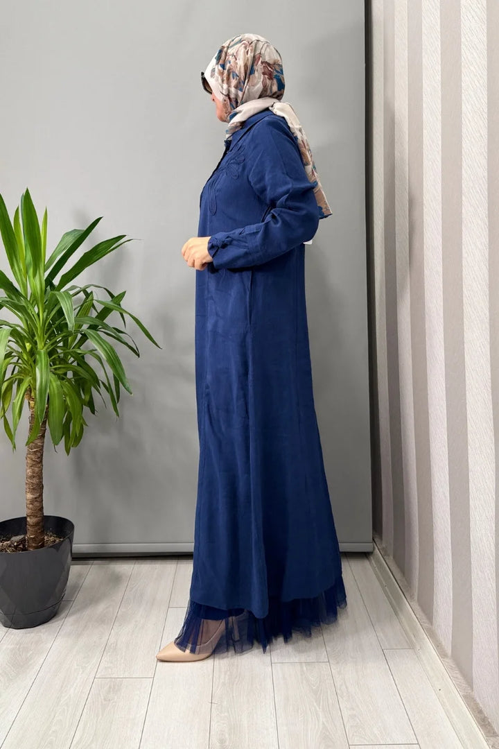 Lissmore İşleme Detaylı Elbise Mavi- 5536