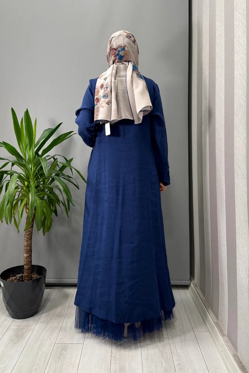 Lissmore İşleme Detaylı Elbise Mavi- 5536