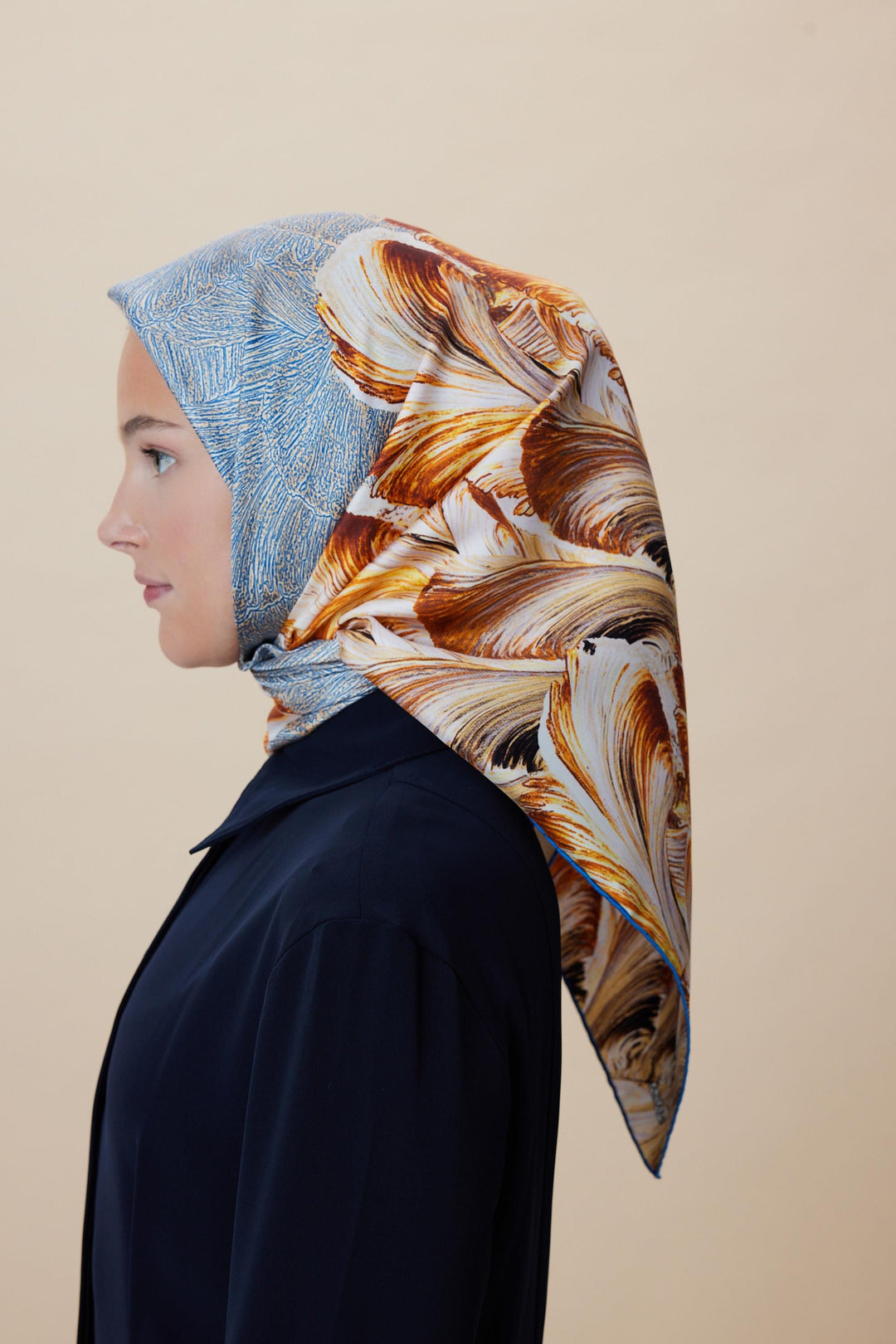LUNA TİVİL İPEK EŞARP 90*90 CM - KREM - Görsel 4