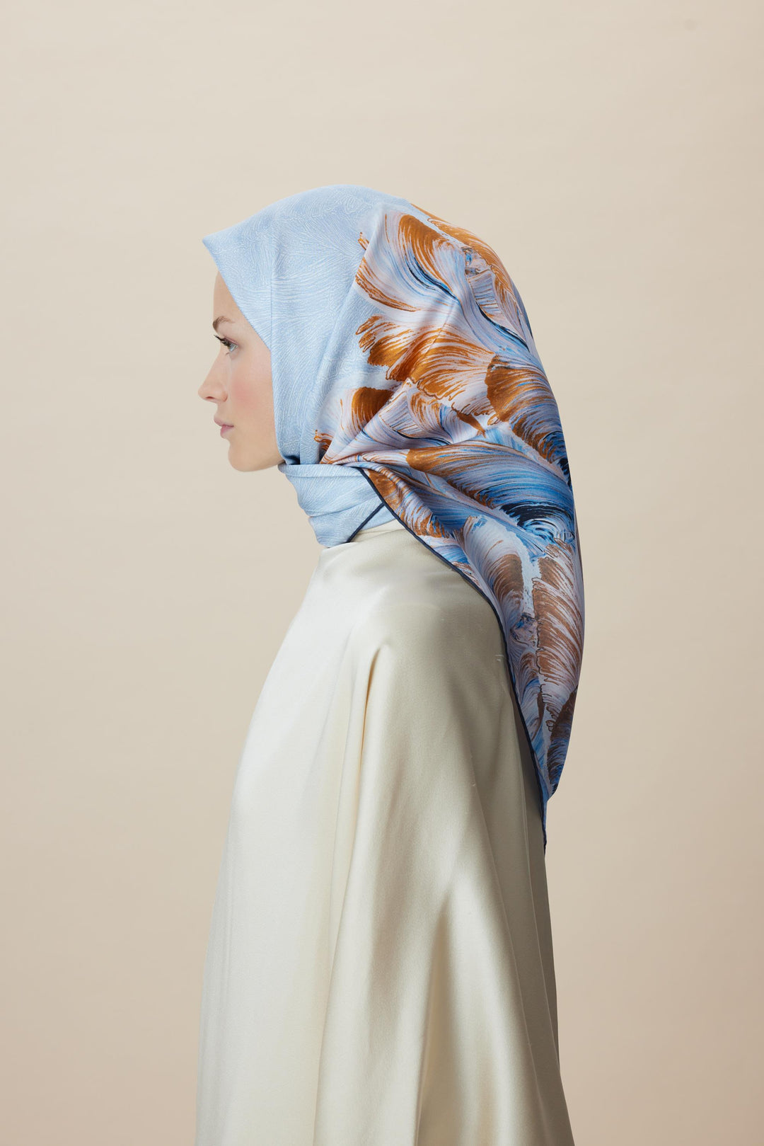LUNA TİVİL İPEK EŞARP 90*90 CM - MAVİ - Görsel 4