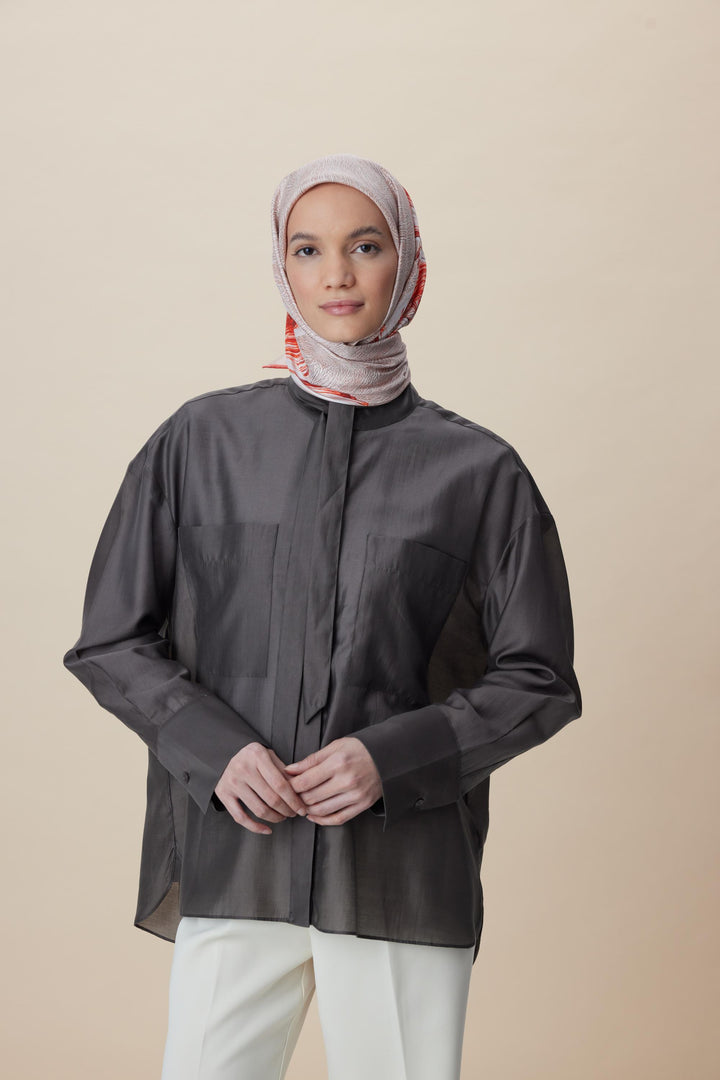 LUNA TİVİL İPEK EŞARP 90*90 CM - MERCAN - Görsel 2
