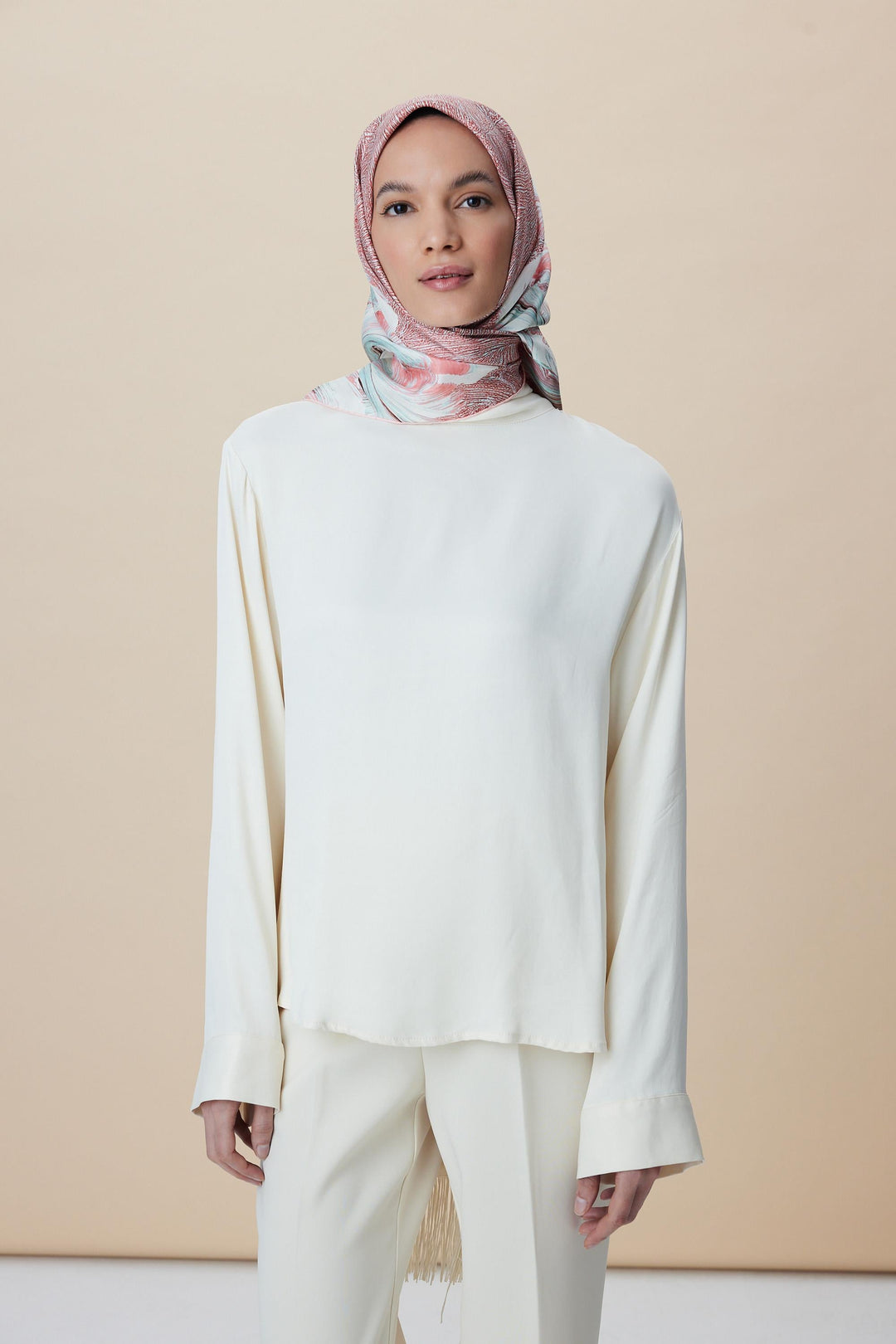 LUNA TİVİL İPEK EŞARP 90*90 CM - PEMBE - Görsel 2