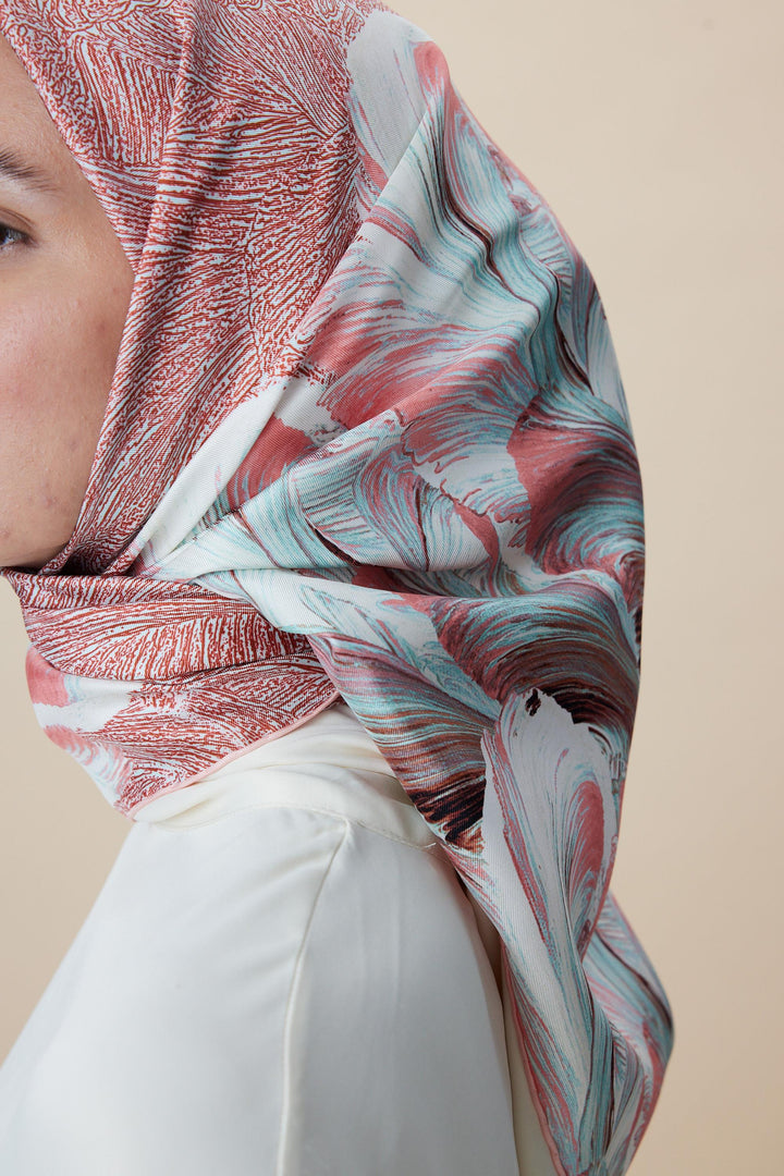 LUNA TİVİL İPEK EŞARP 90*90 CM - PEMBE - Görsel 5