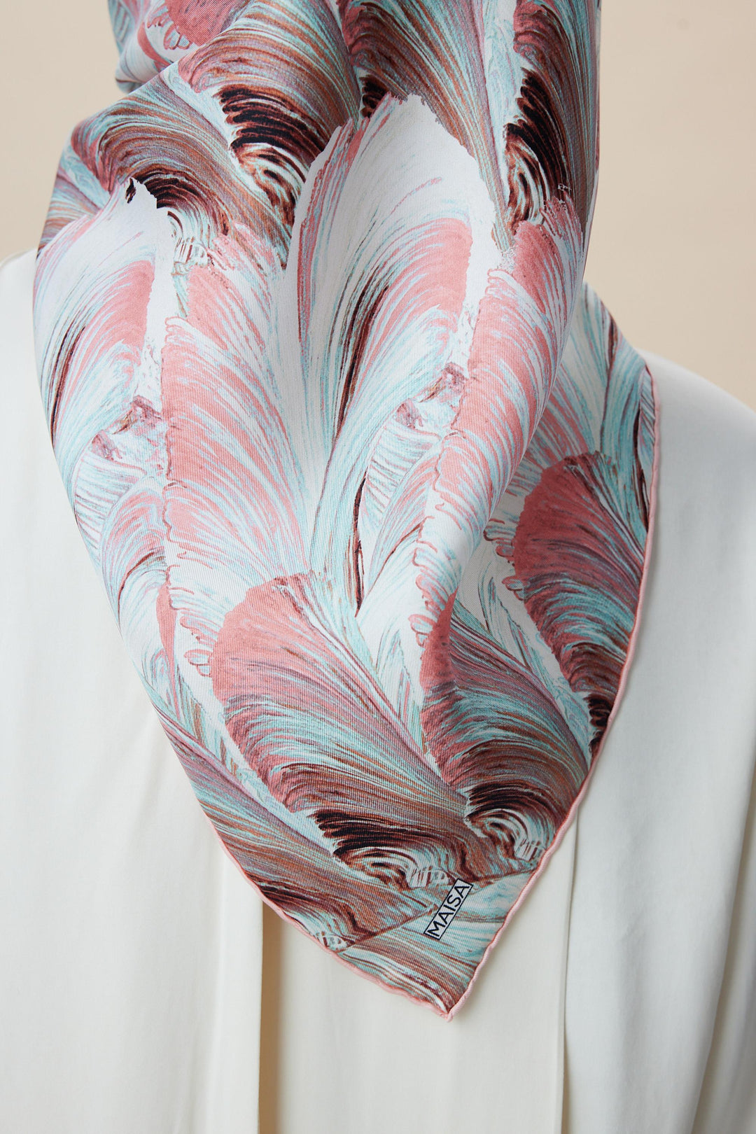 LUNA TİVİL İPEK EŞARP 90*90 CM - PEMBE - Görsel 7