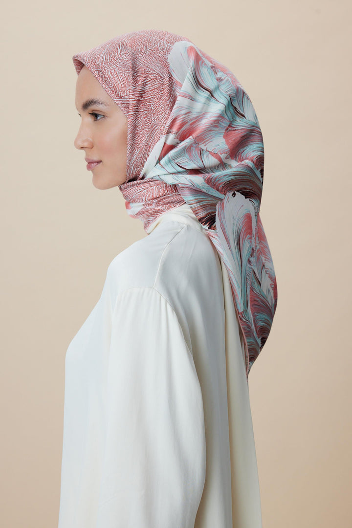 LUNA TİVİL İPEK EŞARP 90*90 CM - PEMBE - Görsel 1