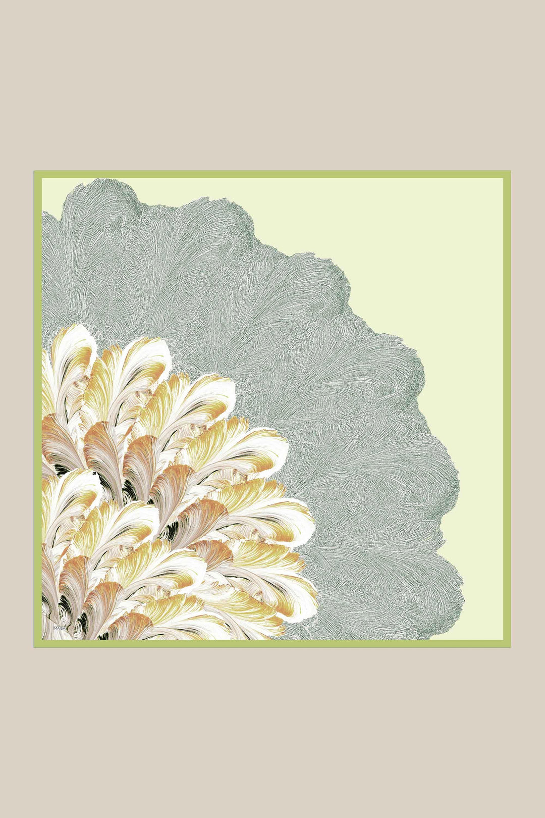 LUNA TİVİL İPEK EŞARP 90*90 CM - YEŞİL - Görsel 8