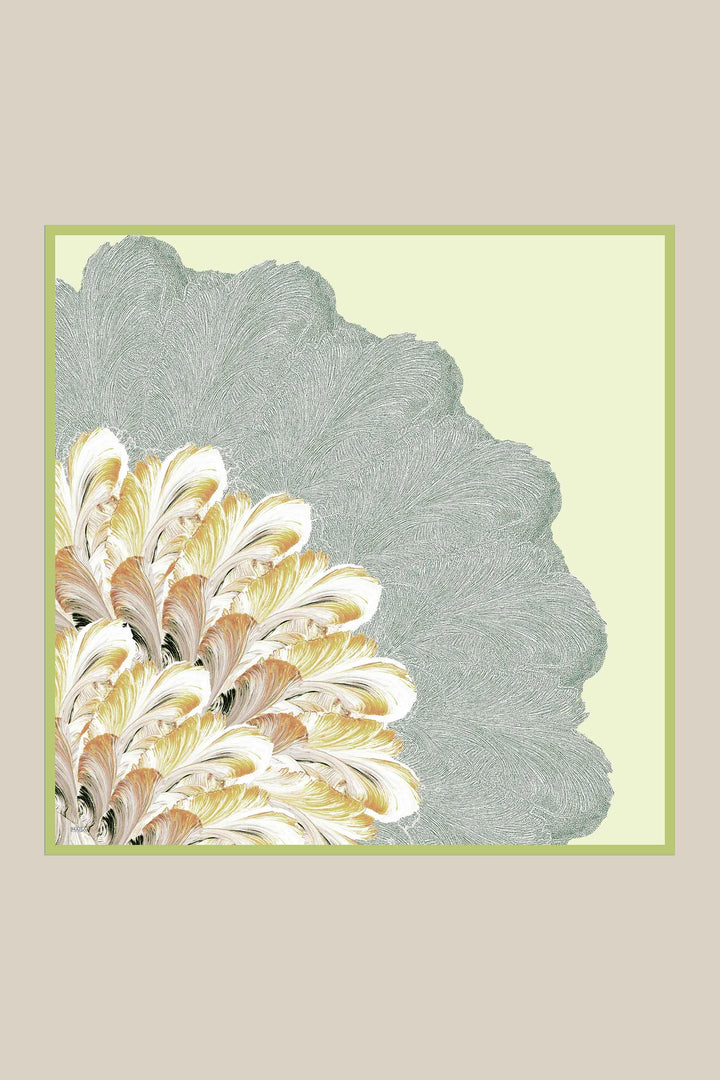 LUNA TİVİL İPEK EŞARP 90*90 CM - YEŞİL - Görsel 8