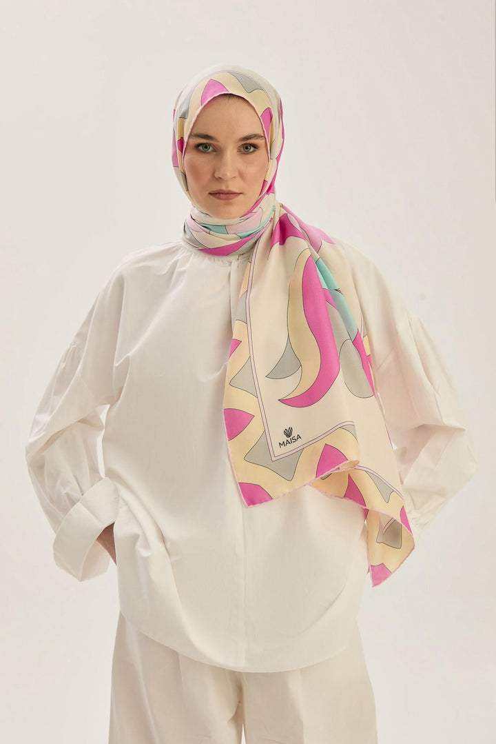 Maisa MAH PAMUK İPEK ŞAL 70*190 CM - FUŞYA