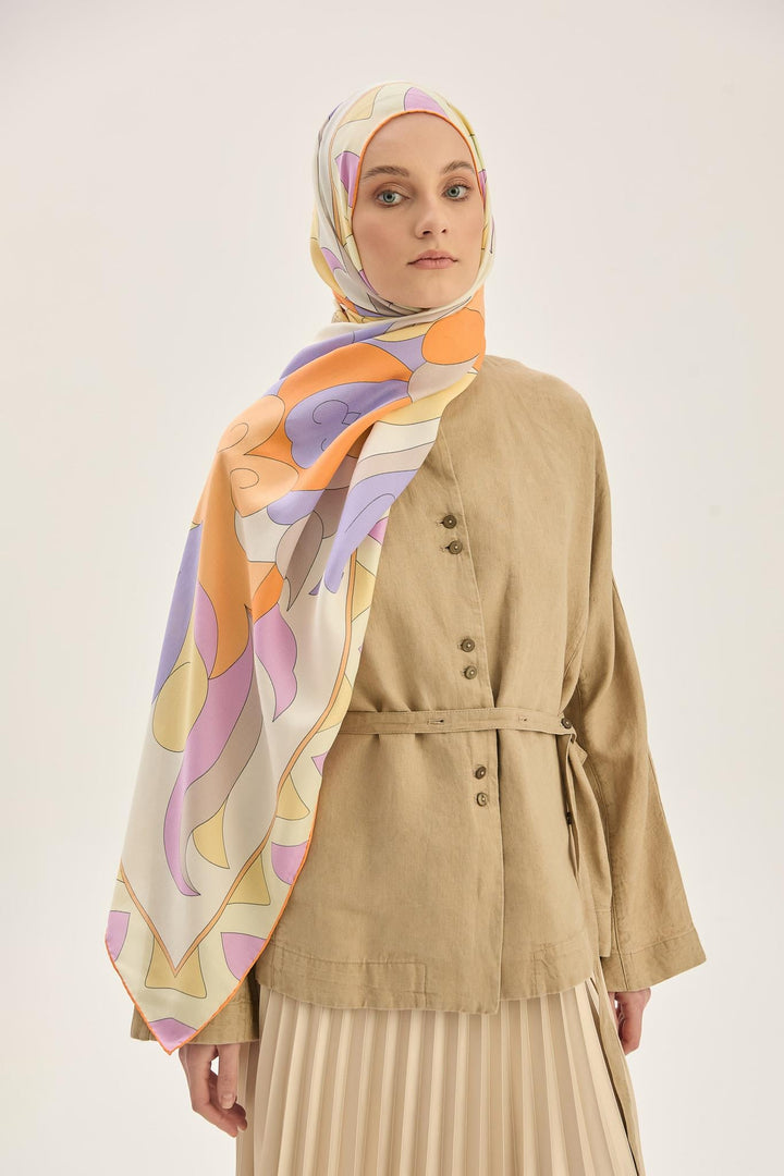 Maisa MAH PAMUK İPEK ŞAL 70*190 CM - LİLA