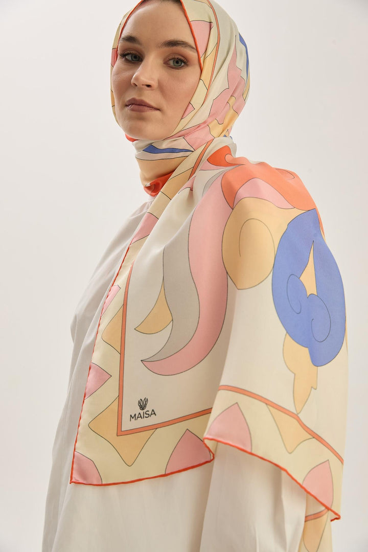 Maisa MAH PAMUK İPEK ŞAL 70*190 CM - MAVİ