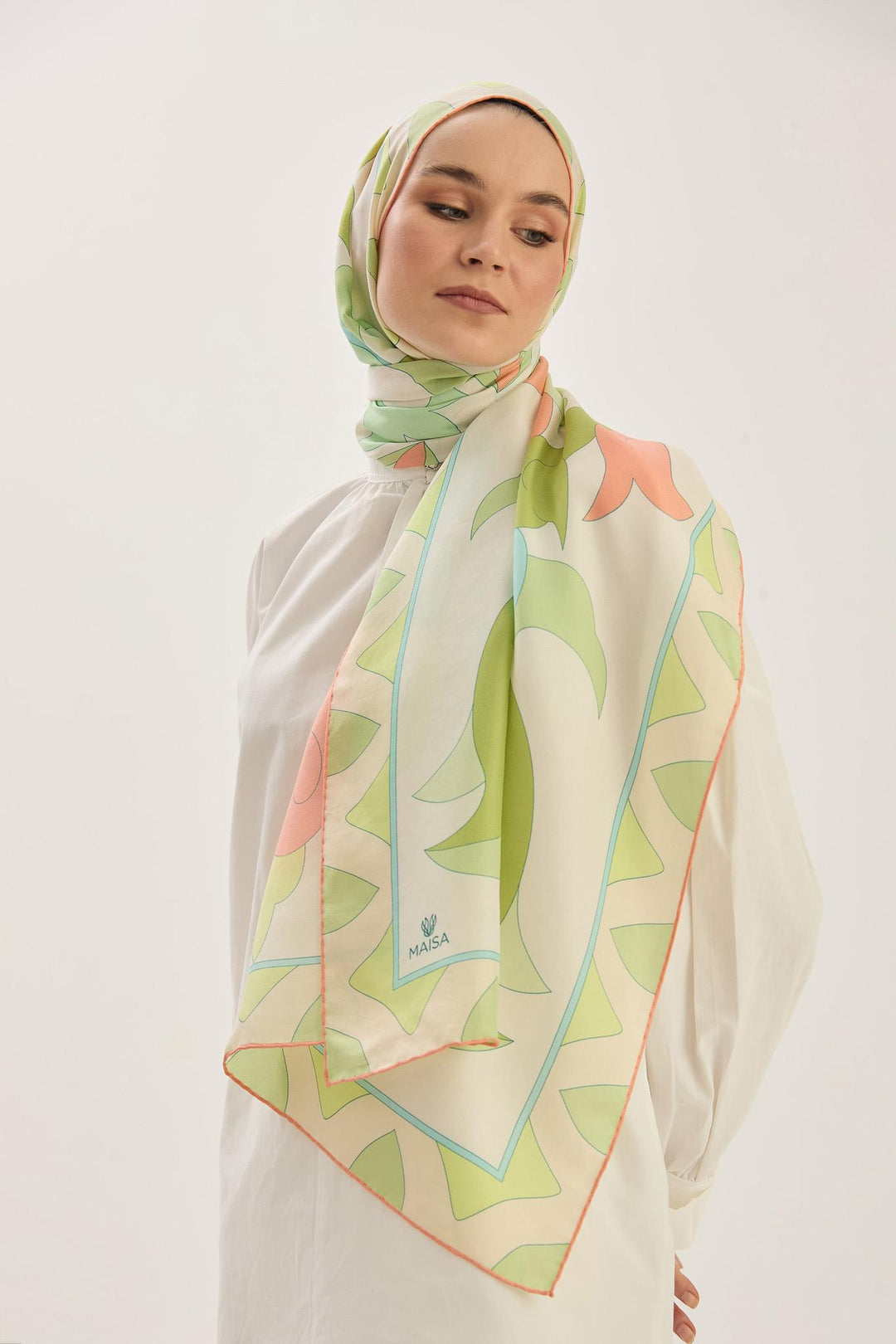 Maisa MAH PAMUK İPEK ŞAL 70*190 CM - YEŞİL