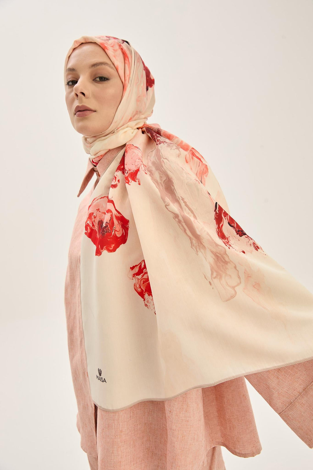 İRİS FLOŞ VİSKON 70*190CM ŞAL - KIRMIZI - Görsel 1