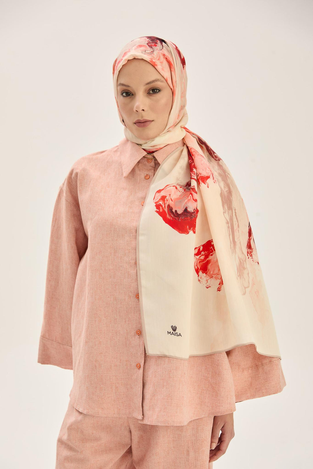 İRİS FLOŞ VİSKON 70*190CM ŞAL - KIRMIZI - Görsel 3