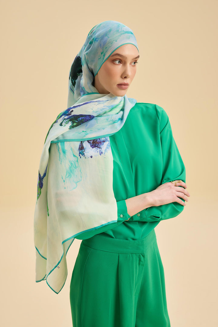 İRİS FLOŞ VİSKON 70*190CM ŞAL - YEŞİL - Görsel 2