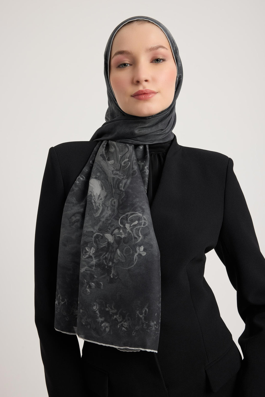 GÖKNAR PAMUK İPEK ŞAL 70*190 CM - SİYAH - Görsel 2