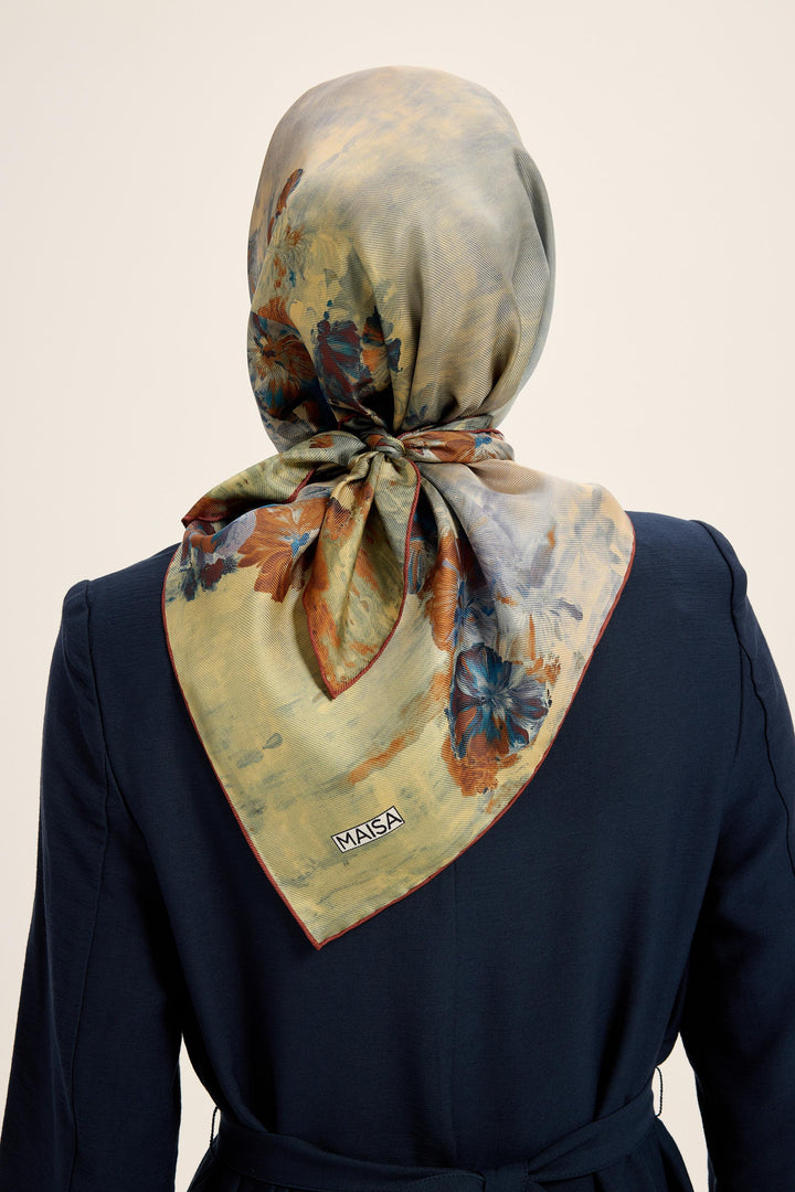 YONCA MULBERRY İPEK EŞARP 90*90 CM - KAHVERENGİ - Görsel 3