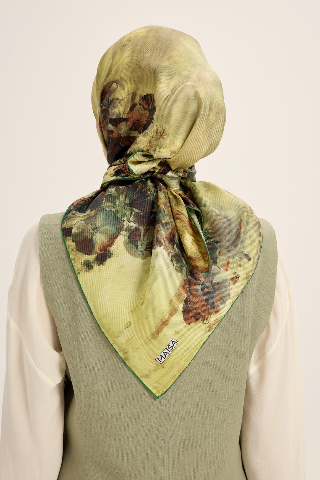 YONCA MULBERRY İPEK EŞARP 90*90 CM - YEŞİL - Görsel 3