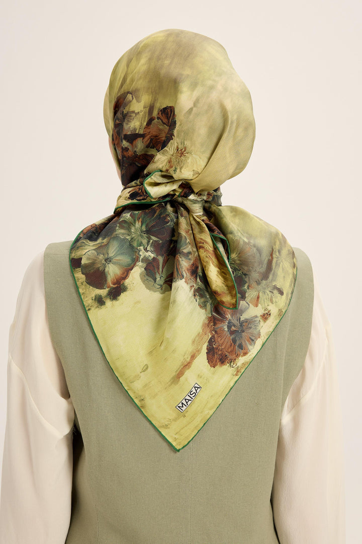 YONCA MULBERRY İPEK EŞARP 90*90 CM - YEŞİL - Görsel 3